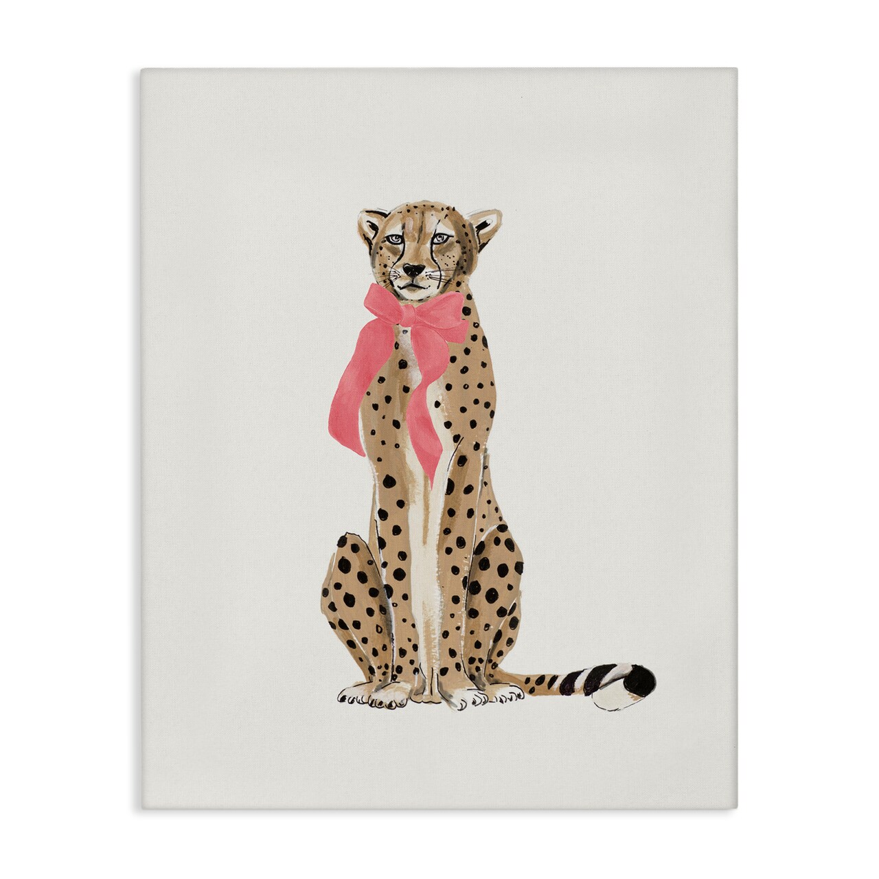 Stupell Industries Trendy Cheetah with Ribbon Canvas Wall Art Design by Patricia Pinto